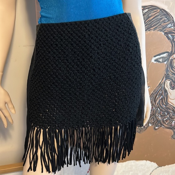 Diesel Leather + Fringe + Braided Skirt - Picture 2 of 4